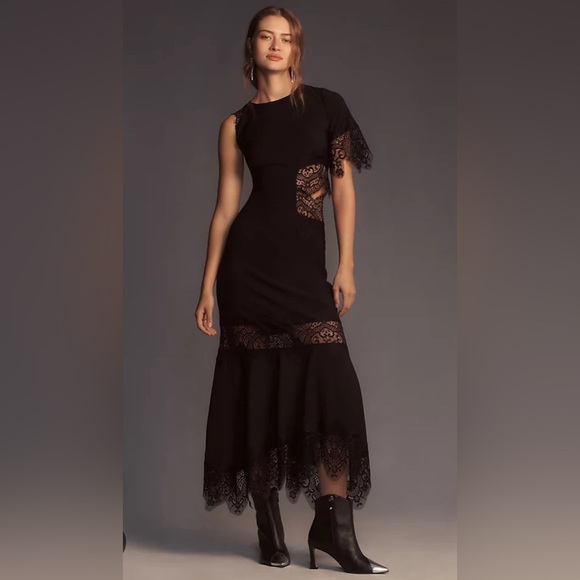 Anthropologie Dresses & Skirts - Anthropologie Hutch Asymmetrical Romantic Goth Lace Mix Slip Dress